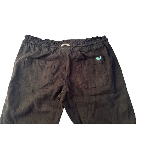 Roxy Oceanside Beach Pant Linen Blend Black Lounge Pants Womens Size Small Flowy - Picture 10 of 13